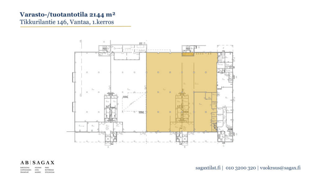 Pohjapiirros vuokrattavasta toimitilasta Tikkurilantie 146:ssa Vantaan Viinikkalassa.